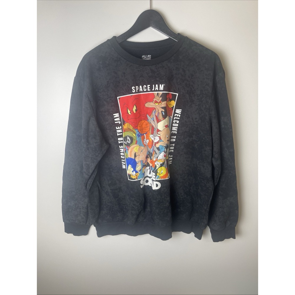 Space Jam Looney Tunes Sweatshirt Mens Large Black Graphic Logo TuneSquad XL‎